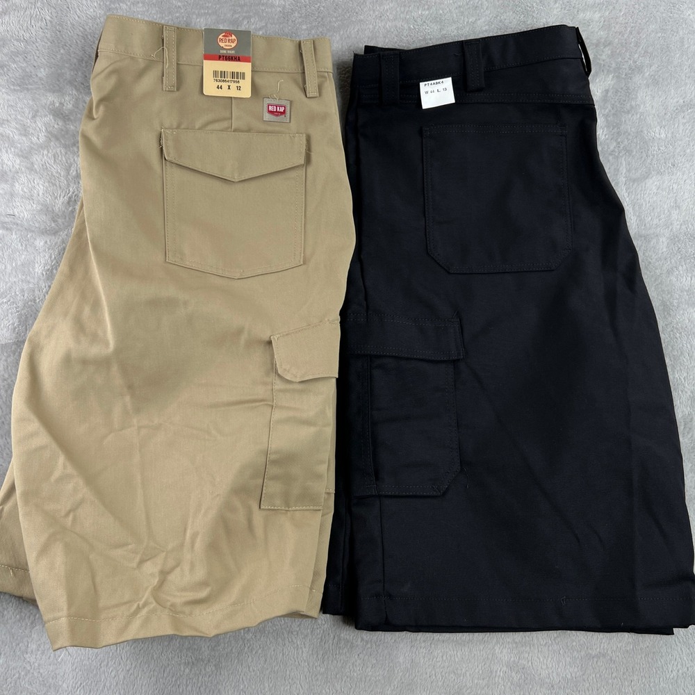 Red Kap Lot of 2 Cargo Shorts 44 Black Khaki Men Workwear Utility NWT Industrial